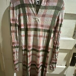 M by Missoni Plaid Mini Dress - Pink, Green, Cream